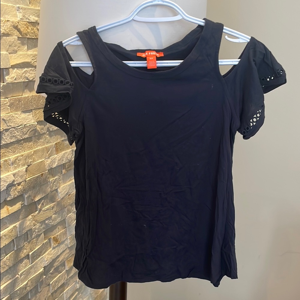 Navy Cold Shoulder Top